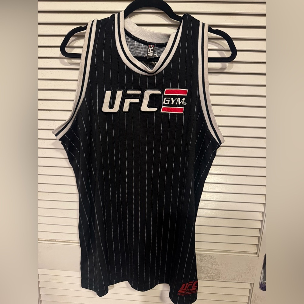 UFC Gym Black and White Striped Tank